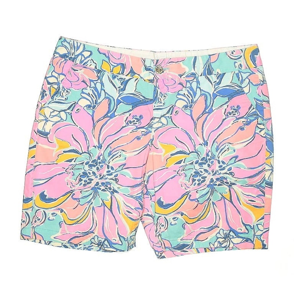 Lilly Pulitzer Pink and Blue Bermuda Shorts Tropical Floral